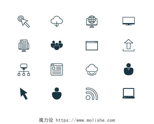 UI设计icon图标金融团队电脑图标素材